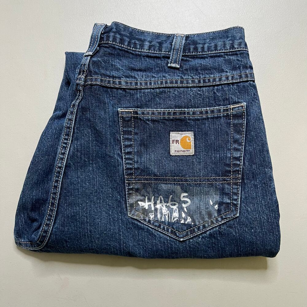 Carhartt‎ FR Jeans Mens 34x32 Blue Denim Utility Work Pants relaxed Fit vintage